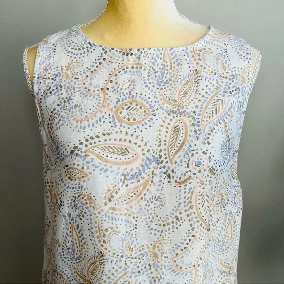 Rachel Ashwell Paisley Print Linen Pocket Dress Large - Picture 3 of 6